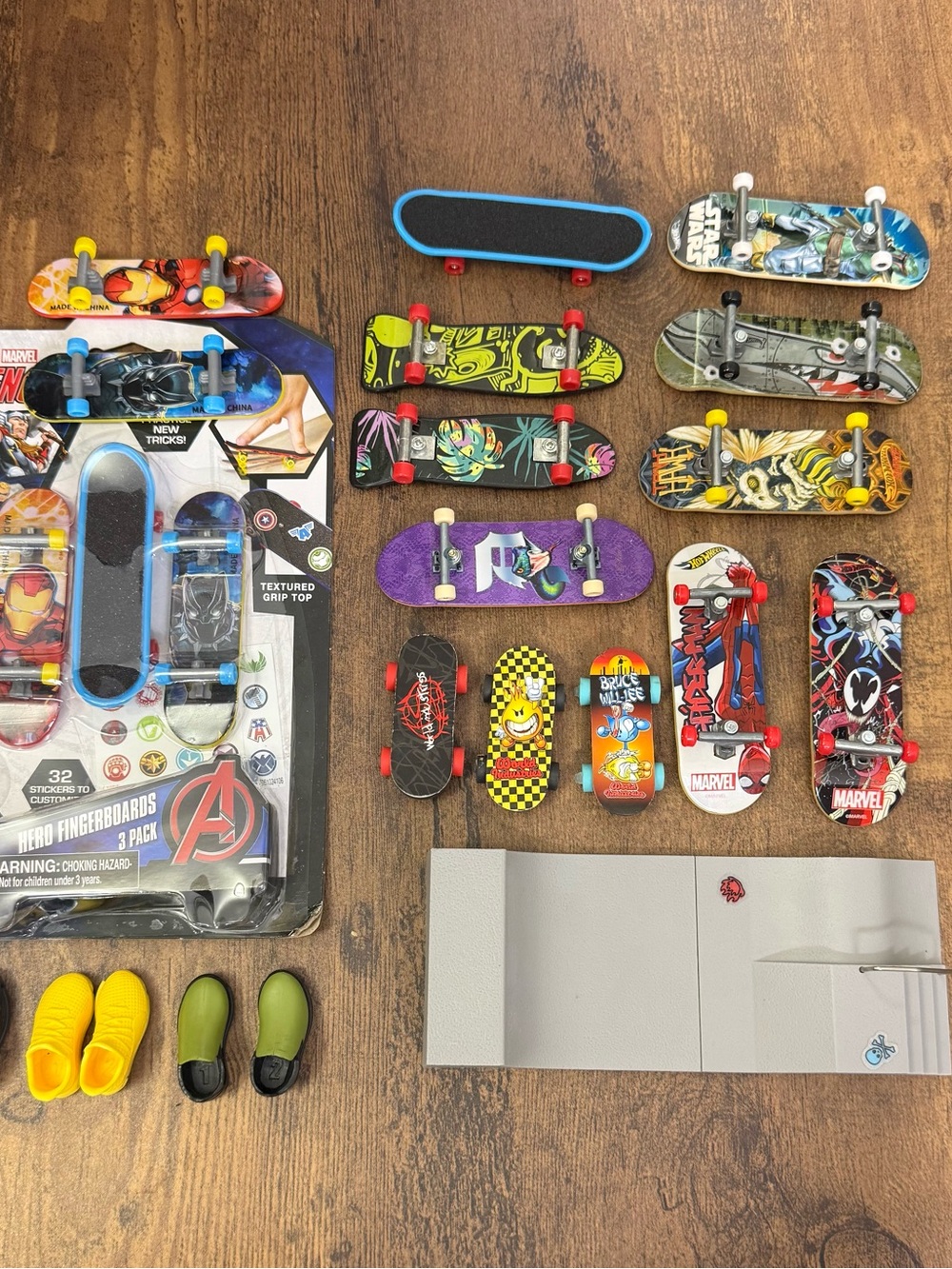 Kids Fingerboard Skateboard Lot - Marvel, Tony Hawk, Hot Wheels, Tech Deck, etc